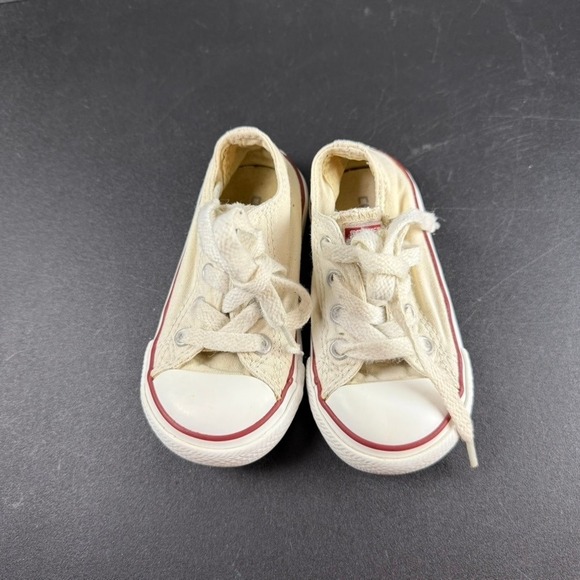 Converse All Star Low Top Canvas Sneakers Toddler Size 6 Beige Red Casual - Picture 1 of 10